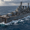 USS Pittsburgh perdeu a proa em um tufão, chegou a Guam sem mortos e teve a parte arrancada recuperada separadamente no mar