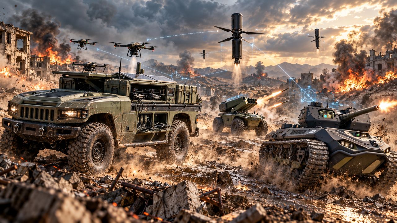 EUA revelam novo patamar da guerra moderna: Humvee sem motorista, robôs de combate RIPSAW e drone antitanque Damocles com inteligência artificial